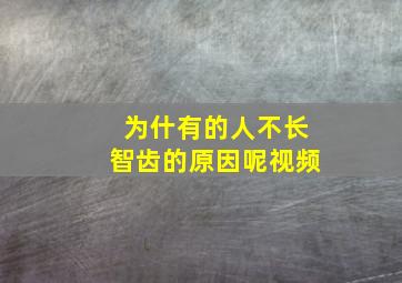 为什有的人不长智齿的原因呢视频