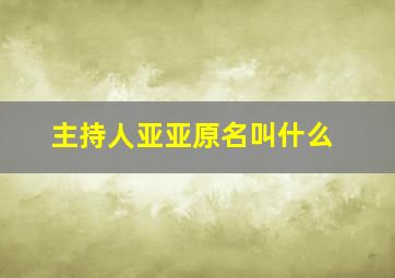 主持人亚亚原名叫什么