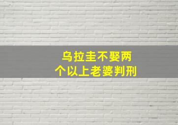 乌拉圭不娶两个以上老婆判刑