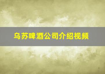 乌苏啤酒公司介绍视频