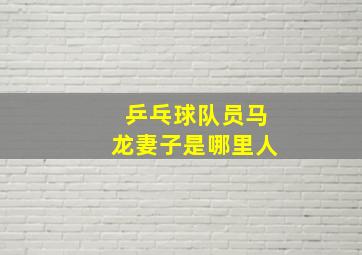 乒乓球队员马龙妻子是哪里人