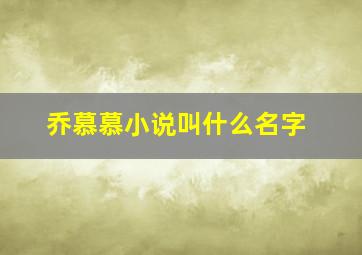 乔慕慕小说叫什么名字