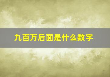 九百万后面是什么数字