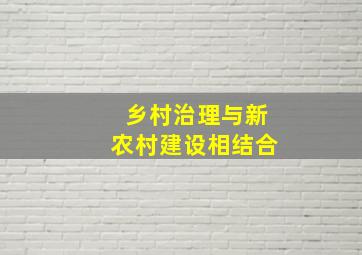 乡村治理与新农村建设相结合