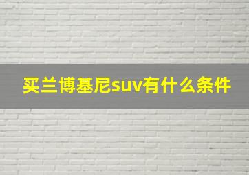 买兰博基尼suv有什么条件