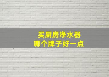 买厨房净水器哪个牌子好一点