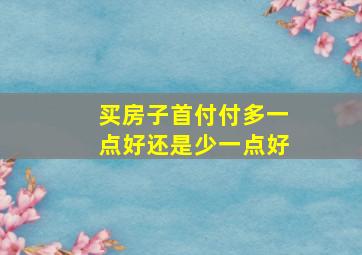 买房子首付付多一点好还是少一点好