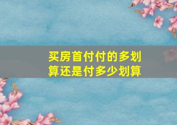 买房首付付的多划算还是付多少划算