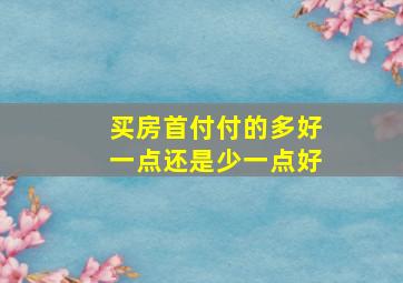 买房首付付的多好一点还是少一点好