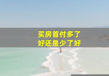 买房首付多了好还是少了好