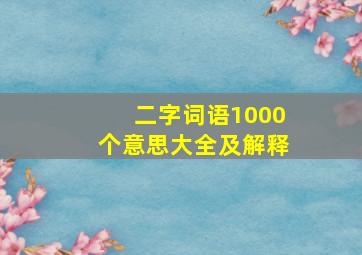 二字词语1000个意思大全及解释