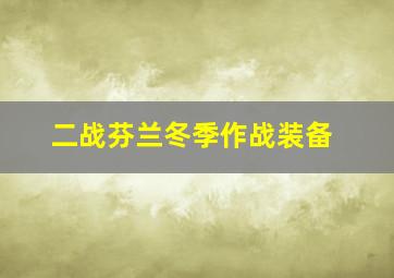 二战芬兰冬季作战装备