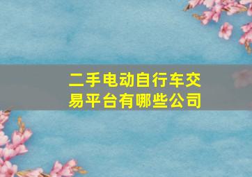 二手电动自行车交易平台有哪些公司