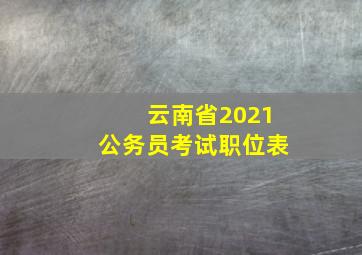 云南省2021公务员考试职位表