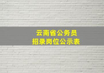 云南省公务员招录岗位公示表