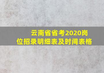 云南省省考2020岗位招录明细表及时间表格