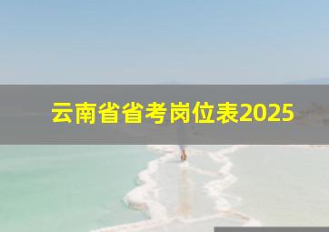 云南省省考岗位表2025