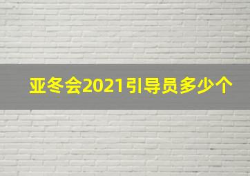 亚冬会2021引导员多少个