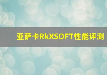 亚萨卡RkXSOFT性能评测