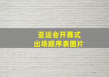 亚运会开幕式出场顺序表图片