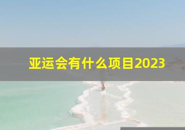 亚运会有什么项目2023