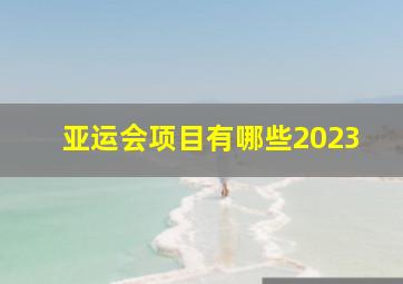 亚运会项目有哪些2023