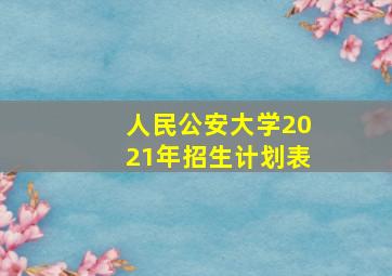 人民公安大学2021年招生计划表