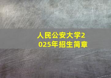 人民公安大学2025年招生简章