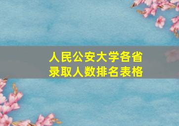 人民公安大学各省录取人数排名表格