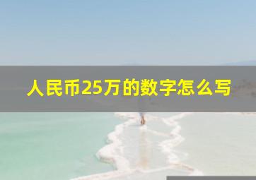 人民币25万的数字怎么写