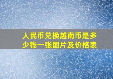 人民币兑换越南币是多少钱一张图片及价格表