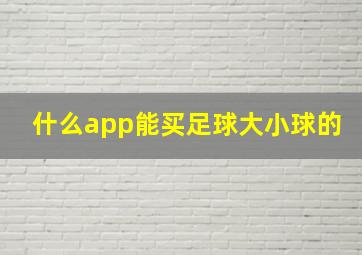 什么app能买足球大小球的