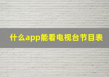 什么app能看电视台节目表