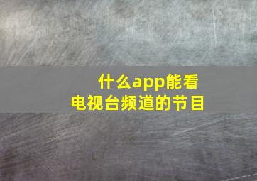 什么app能看电视台频道的节目