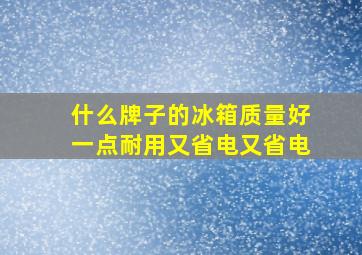 什么牌子的冰箱质量好一点耐用又省电又省电