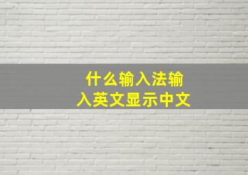 什么输入法输入英文显示中文