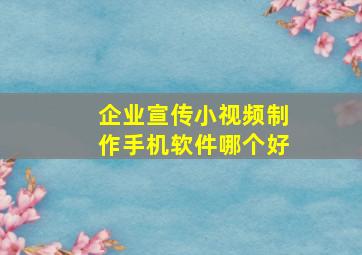 企业宣传小视频制作手机软件哪个好