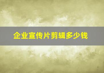 企业宣传片剪辑多少钱