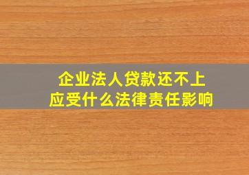 企业法人贷款还不上应受什么法律责任影响