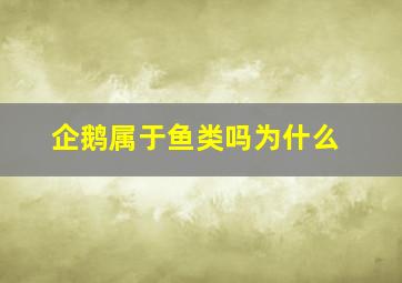 企鹅属于鱼类吗为什么