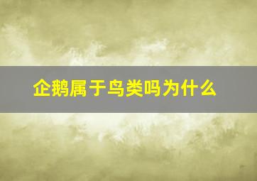 企鹅属于鸟类吗为什么