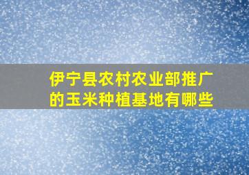 伊宁县农村农业部推广的玉米种植基地有哪些