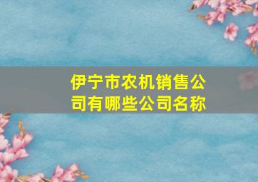 伊宁市农机销售公司有哪些公司名称