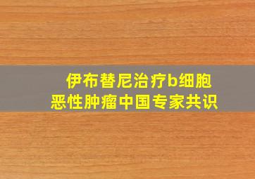 伊布替尼治疗b细胞恶性肿瘤中国专家共识