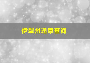 伊犁州违章查询