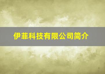 伊菲科技有限公司简介