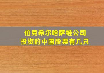 伯克希尔哈萨维公司投资的中国股票有几只