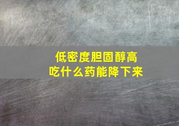 低密度胆固醇高吃什么药能降下来