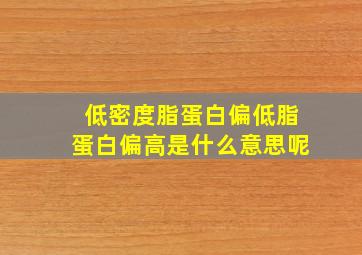 低密度脂蛋白偏低脂蛋白偏高是什么意思呢