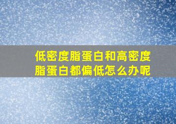 低密度脂蛋白和高密度脂蛋白都偏低怎么办呢